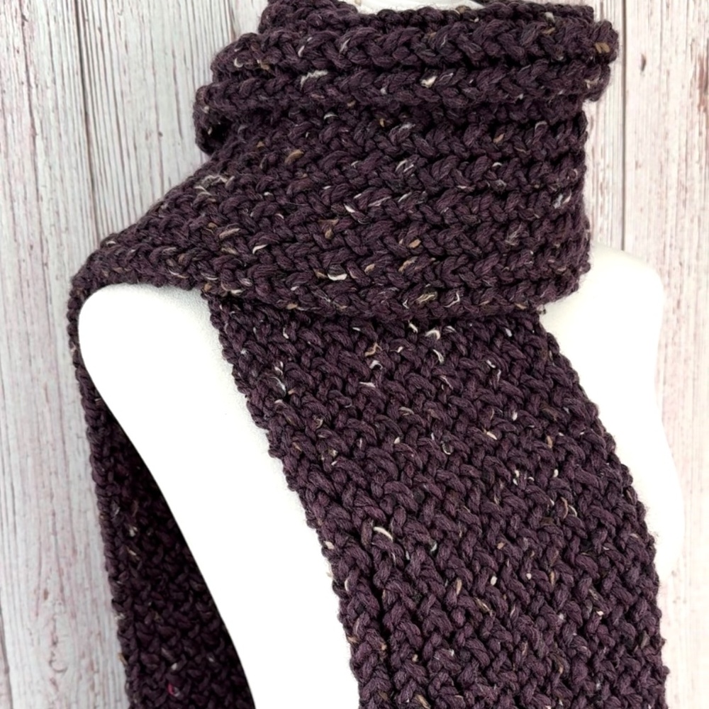 Purple Knit Chunky Long Scarf